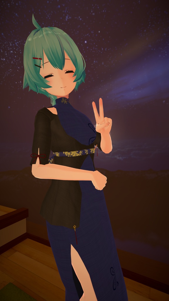 【スキニング済み衣装】中華風ワンピース