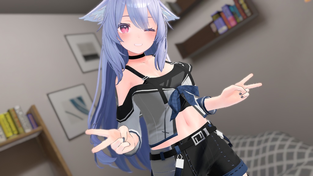 【桔梗ちゃん対応】ベルトオフショルダー×3Colorショートパンツ 【Delphinus】