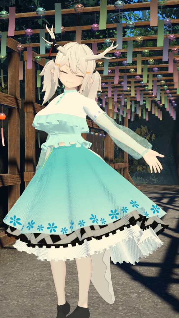 【ヨルちゃん対応】ラッフルブラウスコーデ