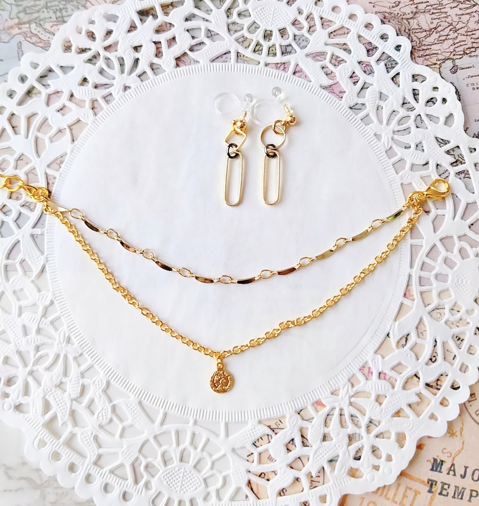 等身大(2連ネックレス&ピアスセット)