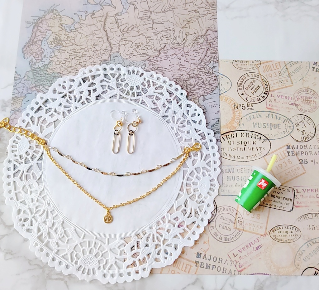 等身大(2連ネックレス&ピアスセット)