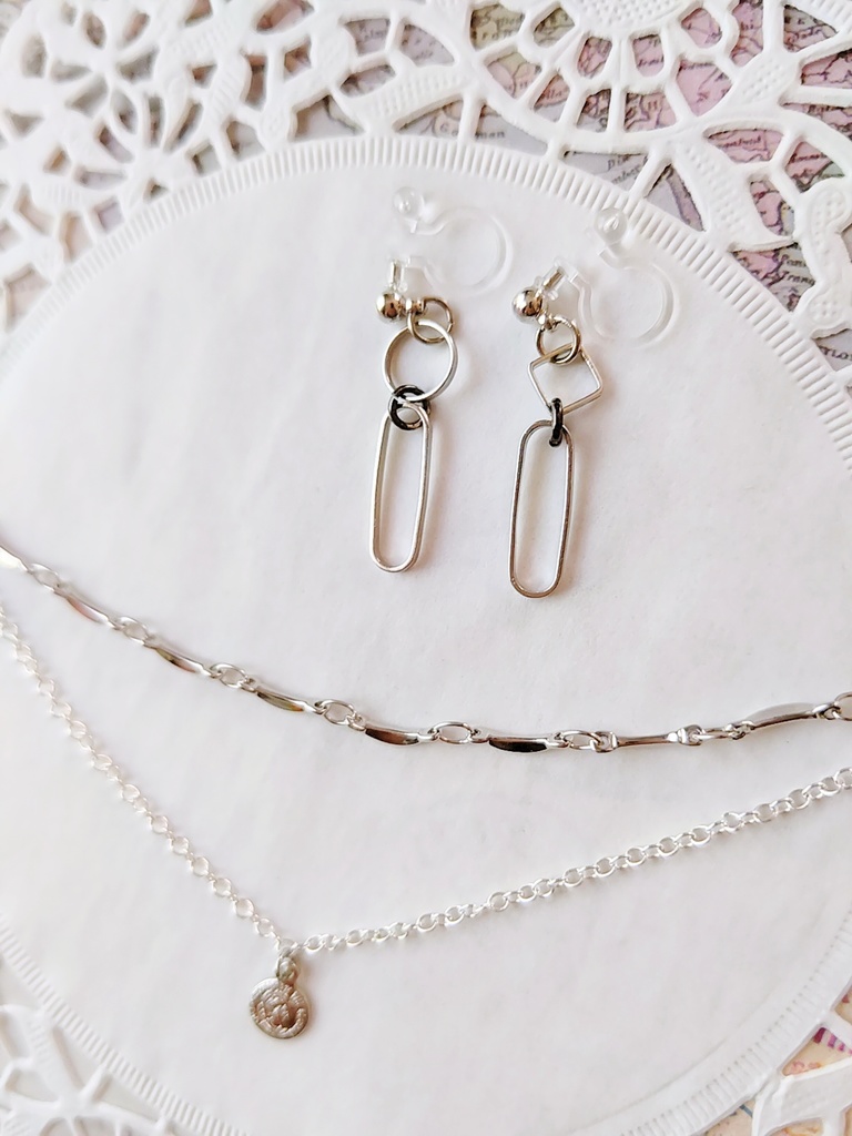 等身大(2連ネックレス&ピアスセット)