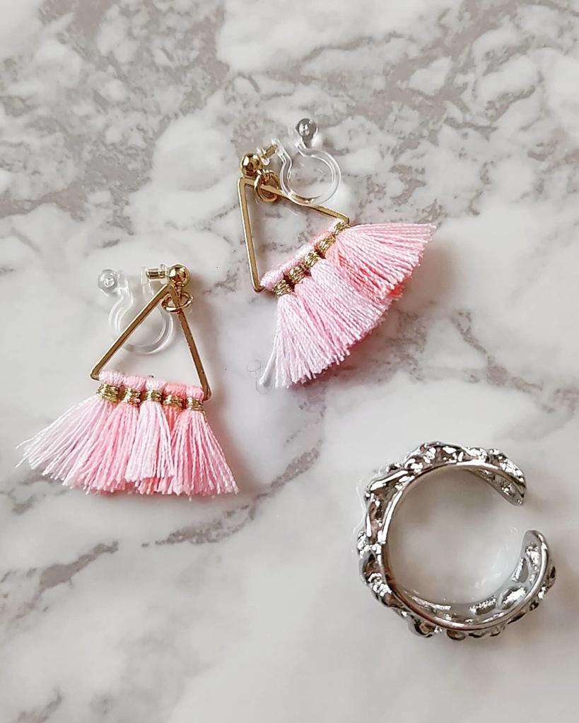 ミニタッセルピアス+ブレスレットセット