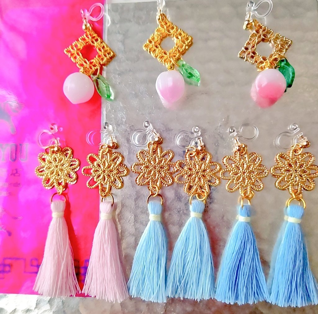 水蜜桃(イヤリング3個セット)