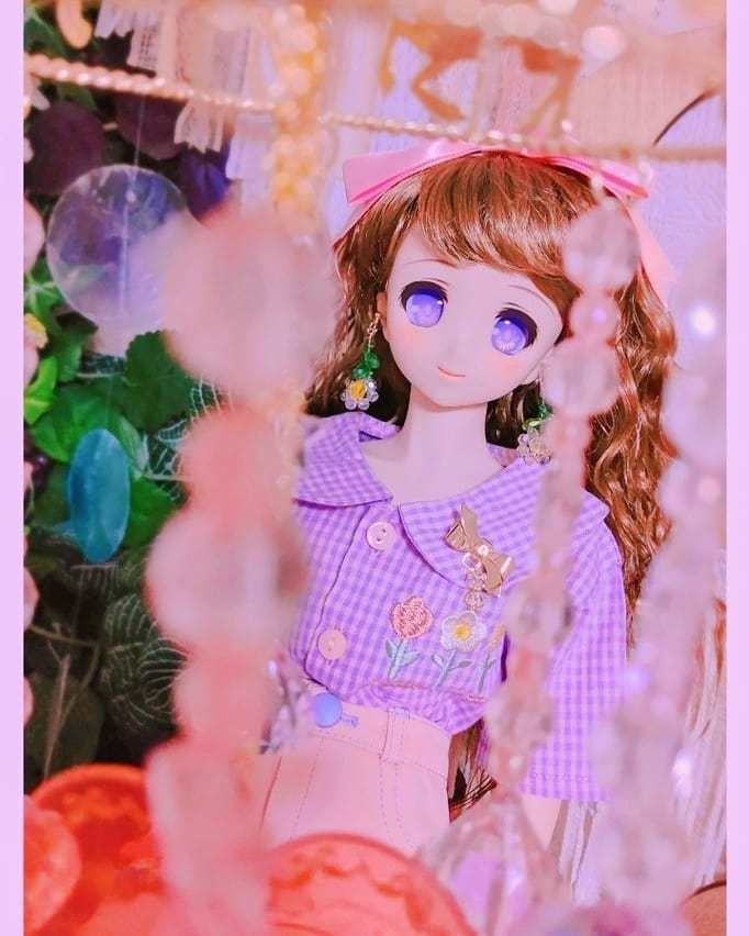 ビーズフラワーイヤリング