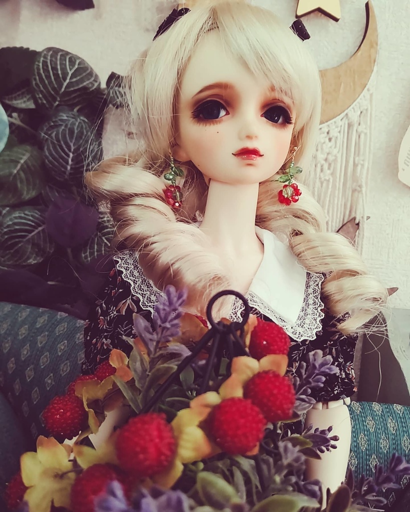 ビーズフラワーイヤリング