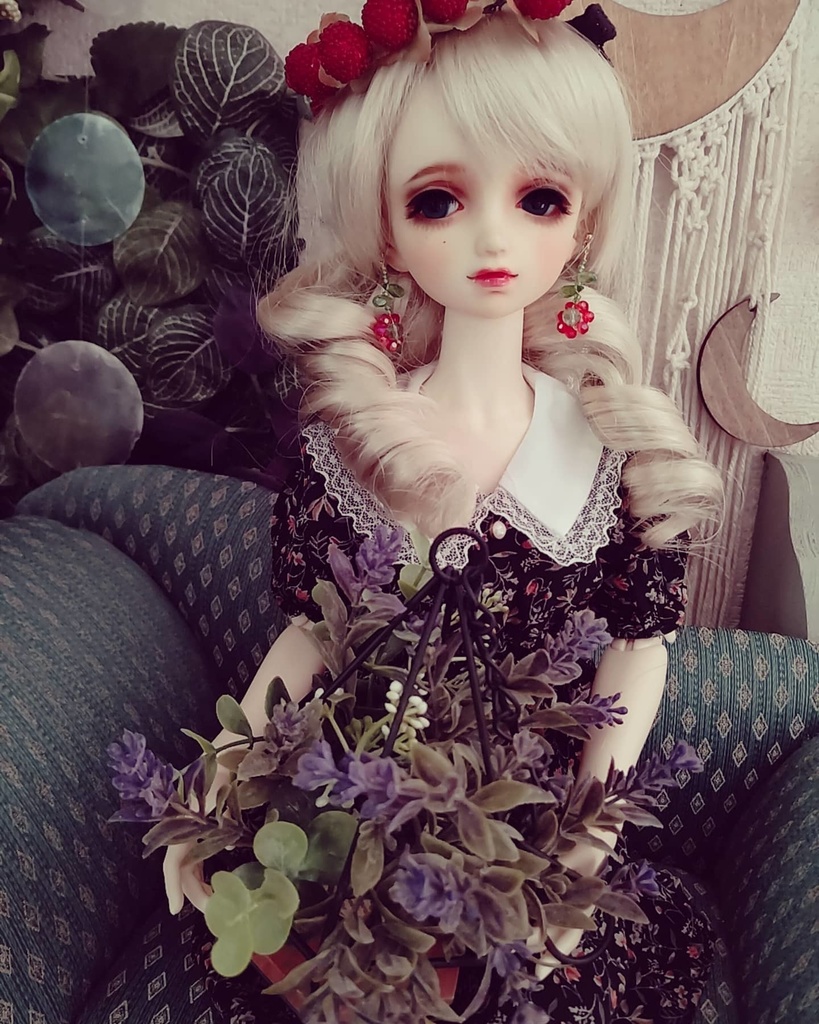 ビーズフラワーイヤリング