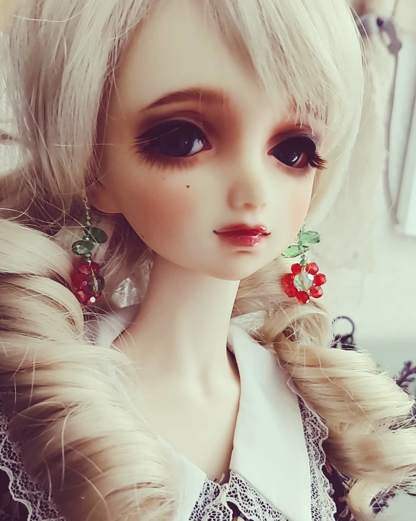 ビーズフラワーイヤリング