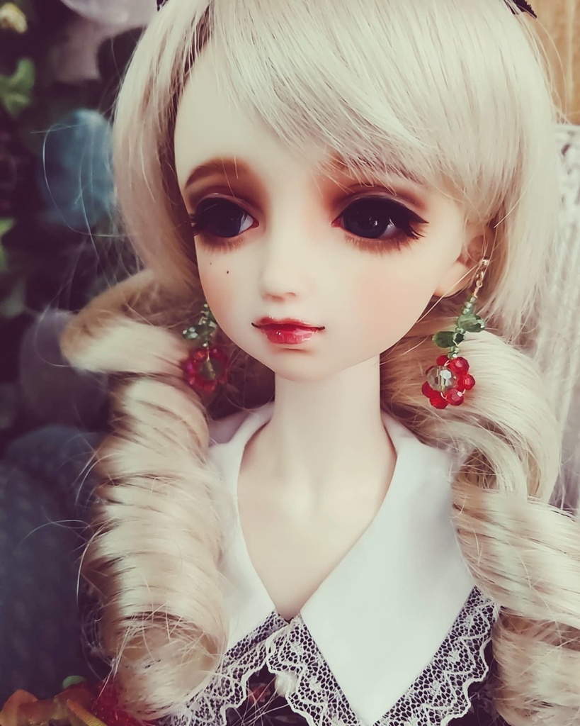 ビーズフラワーイヤリング