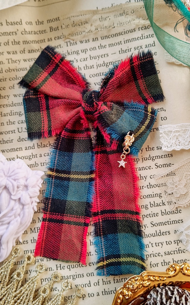 チェックリボンブローチ🎄🎀