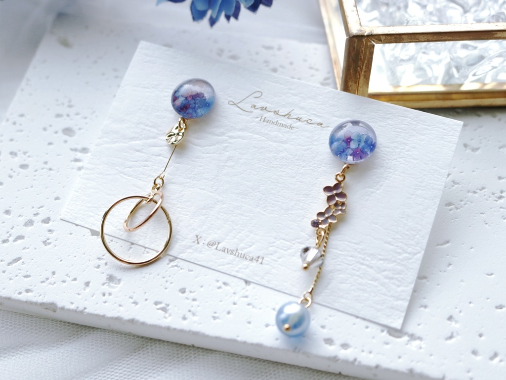 【8月】江戸三作イメージ　フラワーピアス/イヤリング