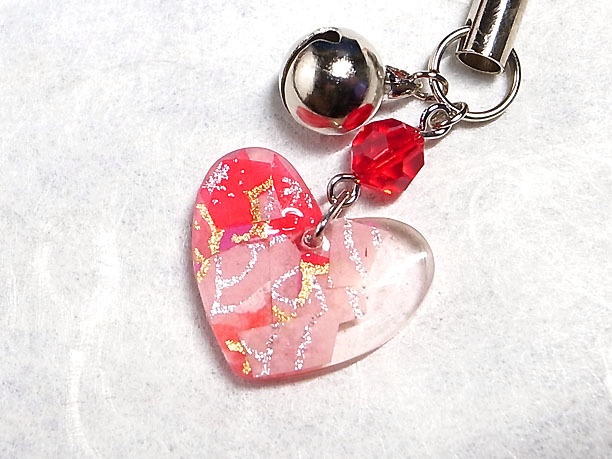 レジンストラップチャーム「ハート」