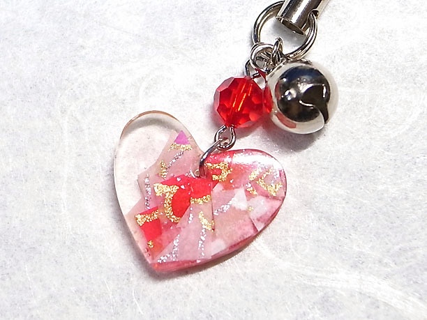 レジンストラップチャーム「ハート」