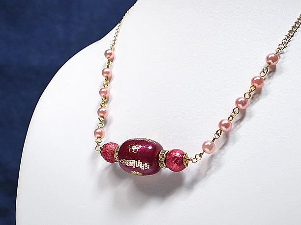 絵付けビーズネックレス「杖柱」