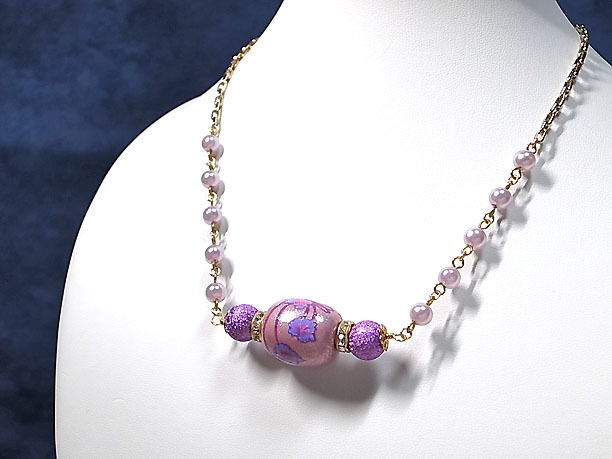 絵付けビーズネックレス「杖柱」