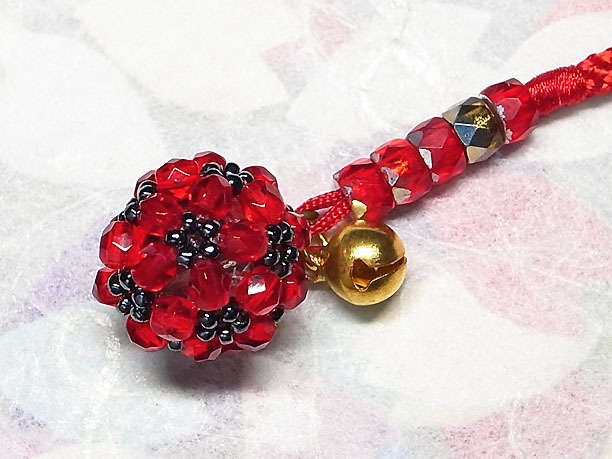 ビーズボール根付「赫灼」