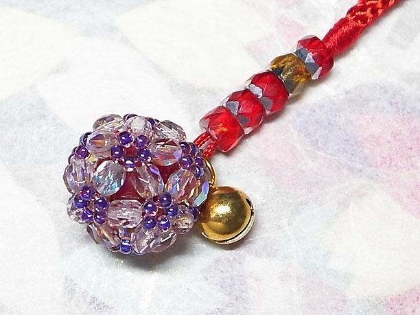 ビーズボール根付「赫灼」