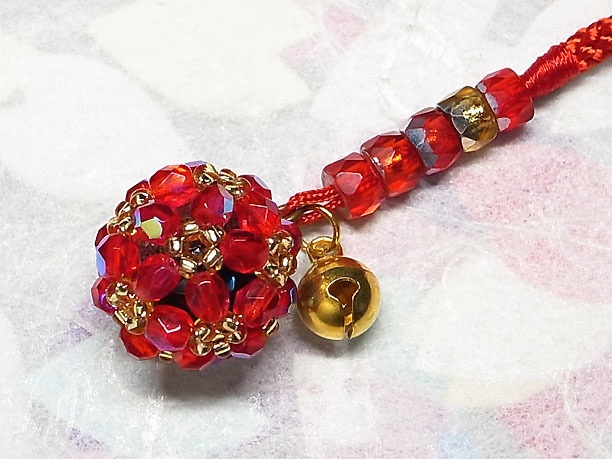 ビーズボール根付「赫灼」