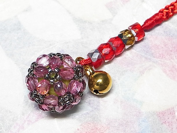 ビーズボール根付「赫灼」