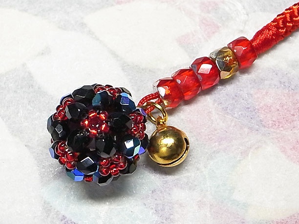 ビーズボール根付「赫灼」