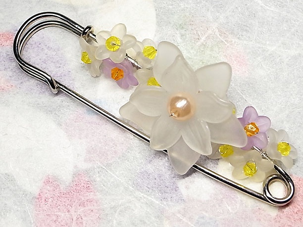 フラワービーズショールピン「春永」