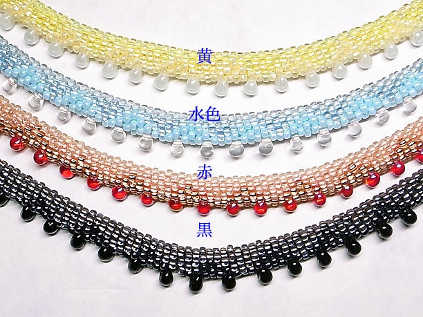 ビーズ・チューブクロッシェネックレス「甘雨」