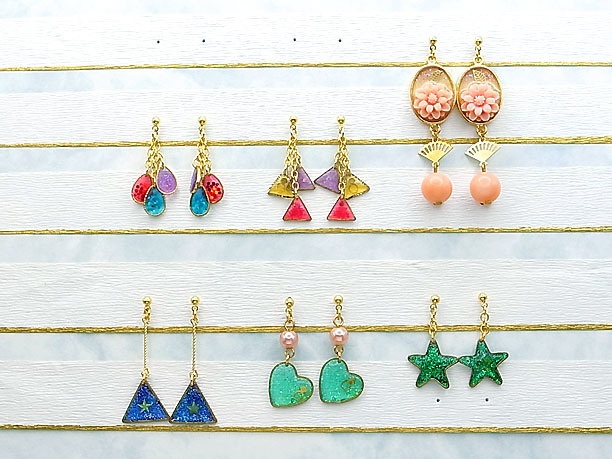 レジン・スタッドピアス「揺曳」