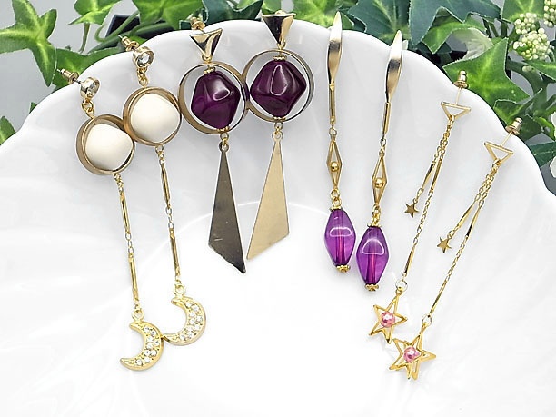 ビーズ・スタッドピアス「七曜」