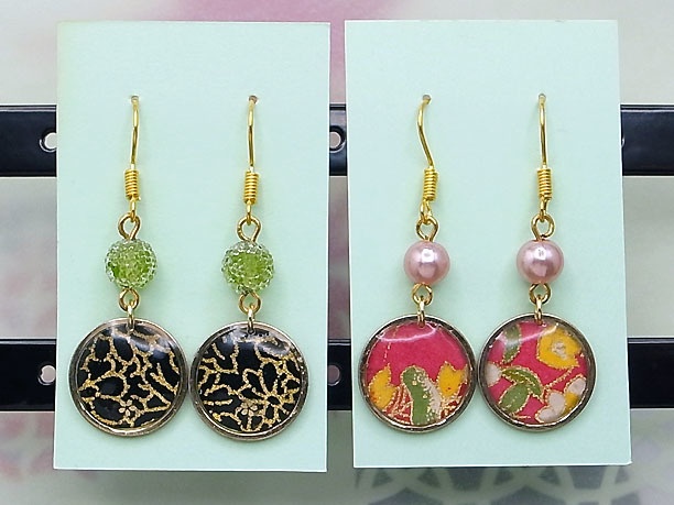 レジン・フックピアス「双輪」