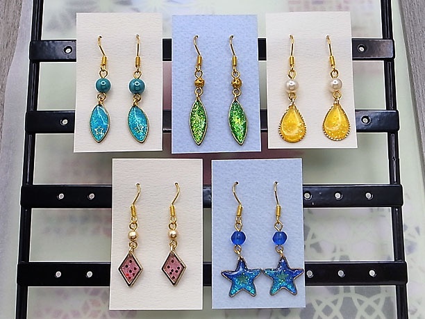 レジン・フックピアス「玉葉」