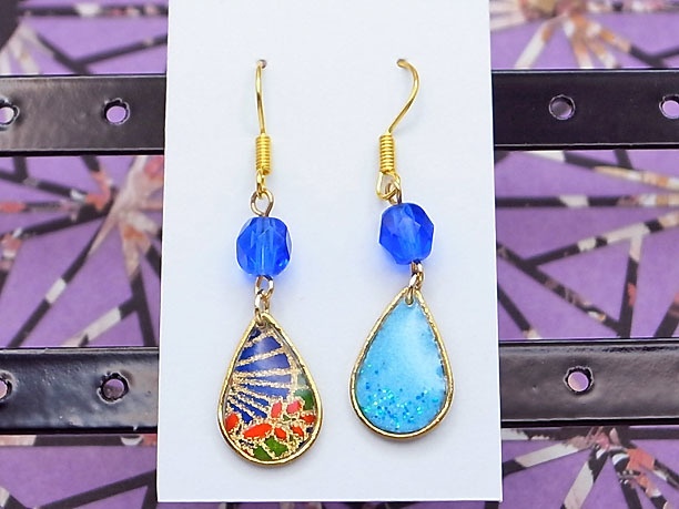 レジン・フックピアス雫「紅雨」