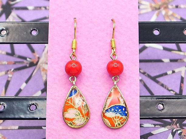 レジン・フックピアス雫「紅雨」