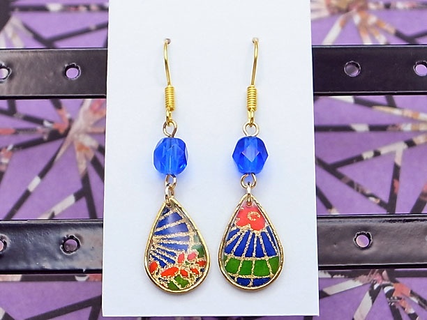 レジン・フックピアス雫「紅雨」