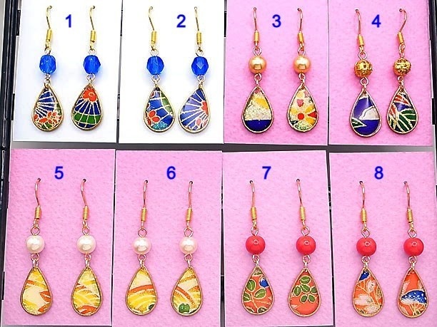 レジン・フックピアス雫「紅雨」