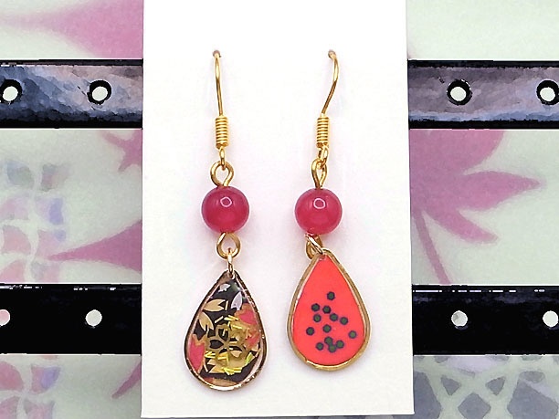 レジン・フックピアス雫「漫雨」