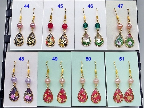 レジン・フックピアス雫「漫雨」