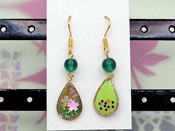 レジン・フックピアス雫「漫雨」