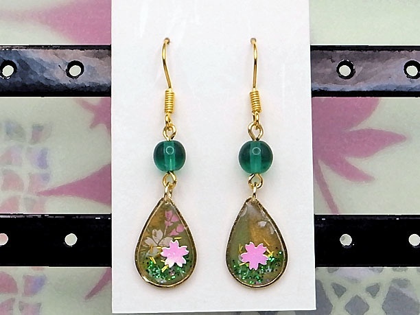 レジン・フックピアス雫「漫雨」