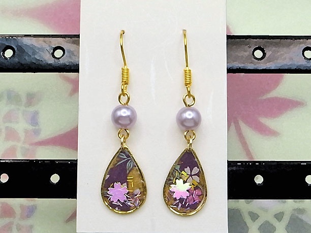 レジン・フックピアス雫「漫雨」