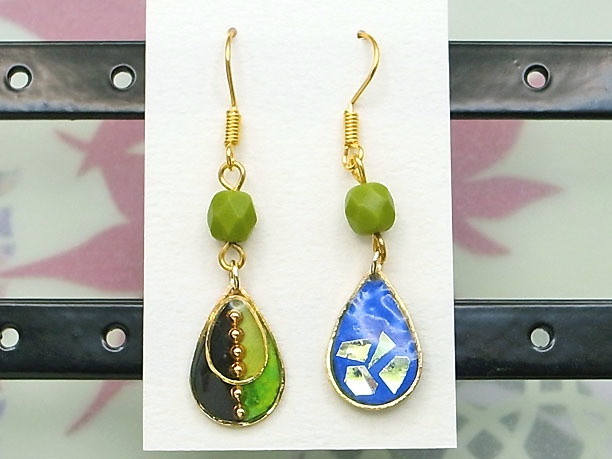 レジン・フックピアス雫「水郷」