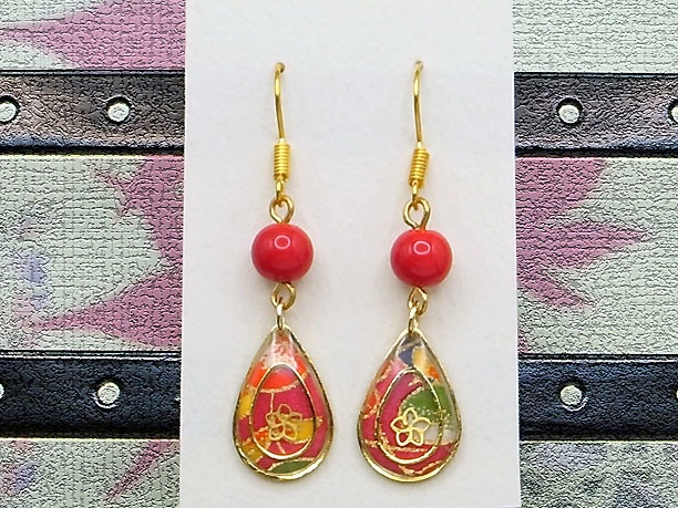 レジン・フックピアス雫「春霖」