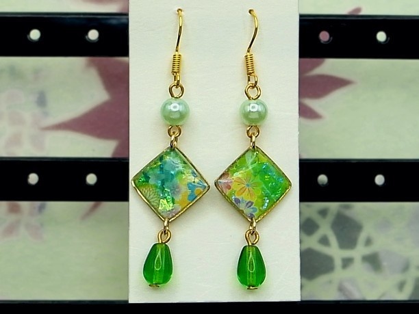 レジン・フックピアス「玉葉」