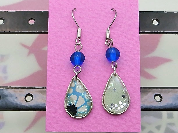 レジン・フックピアス雫「雨水」