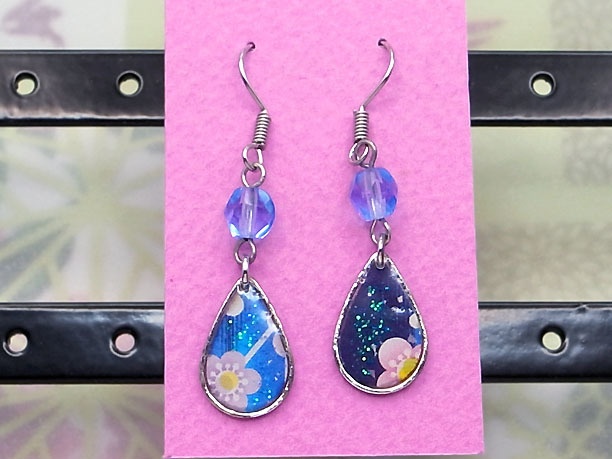 レジン・フックピアス雫「銀湾」