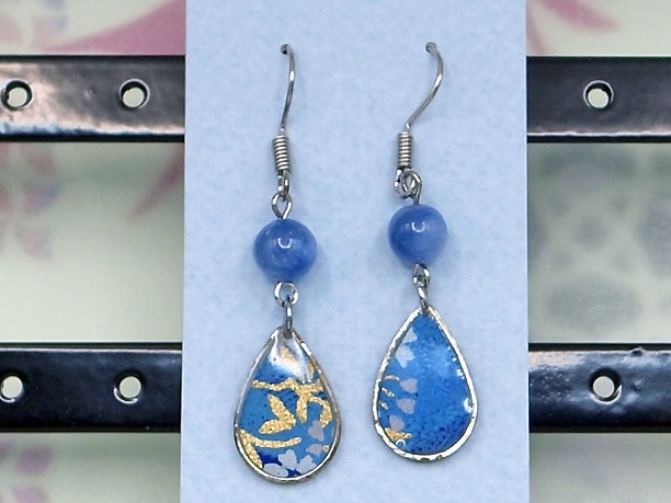 レジン・フックピアス雫「銀湾」