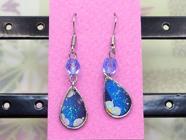 レジン・フックピアス雫「銀湾」