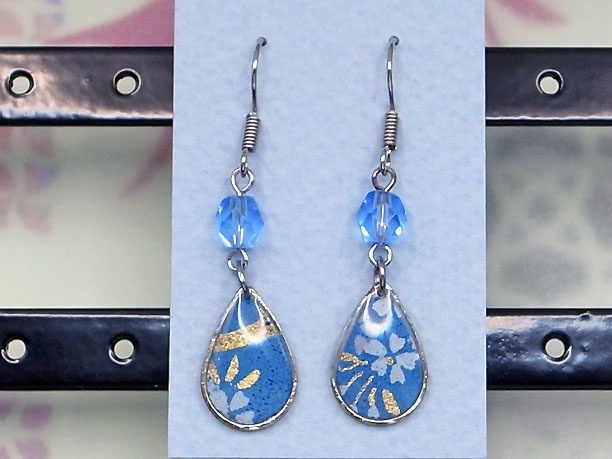 レジン・フックピアス雫「銀湾」