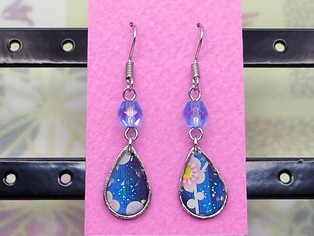 レジン・フックピアス雫「銀湾」