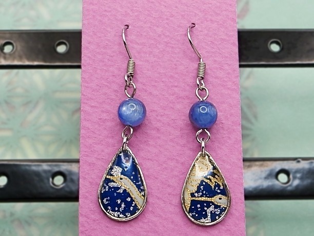 レジン・フックピアス雫「碧霄」