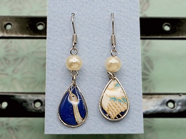 レジン・フックピアス雫「碧霄」